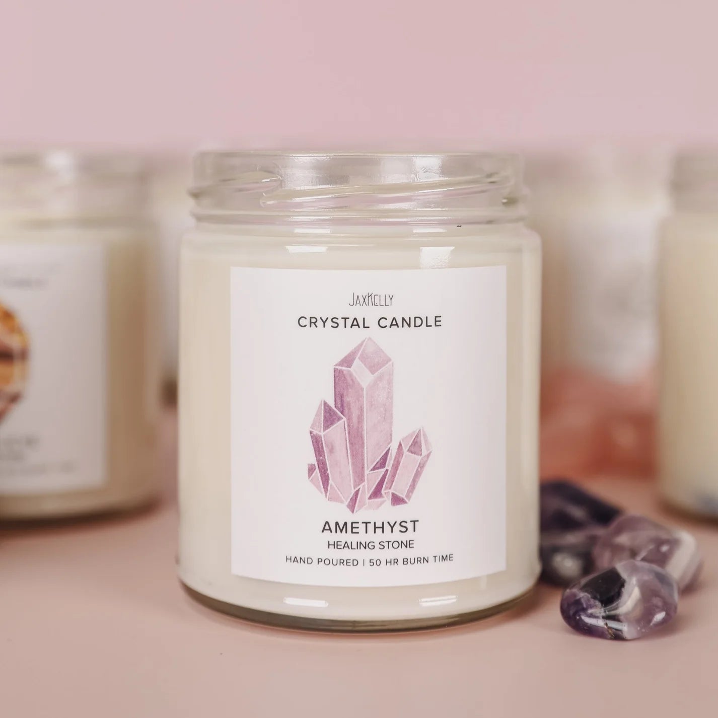 9oz. Watercolor Crystal Candles - Amethyst