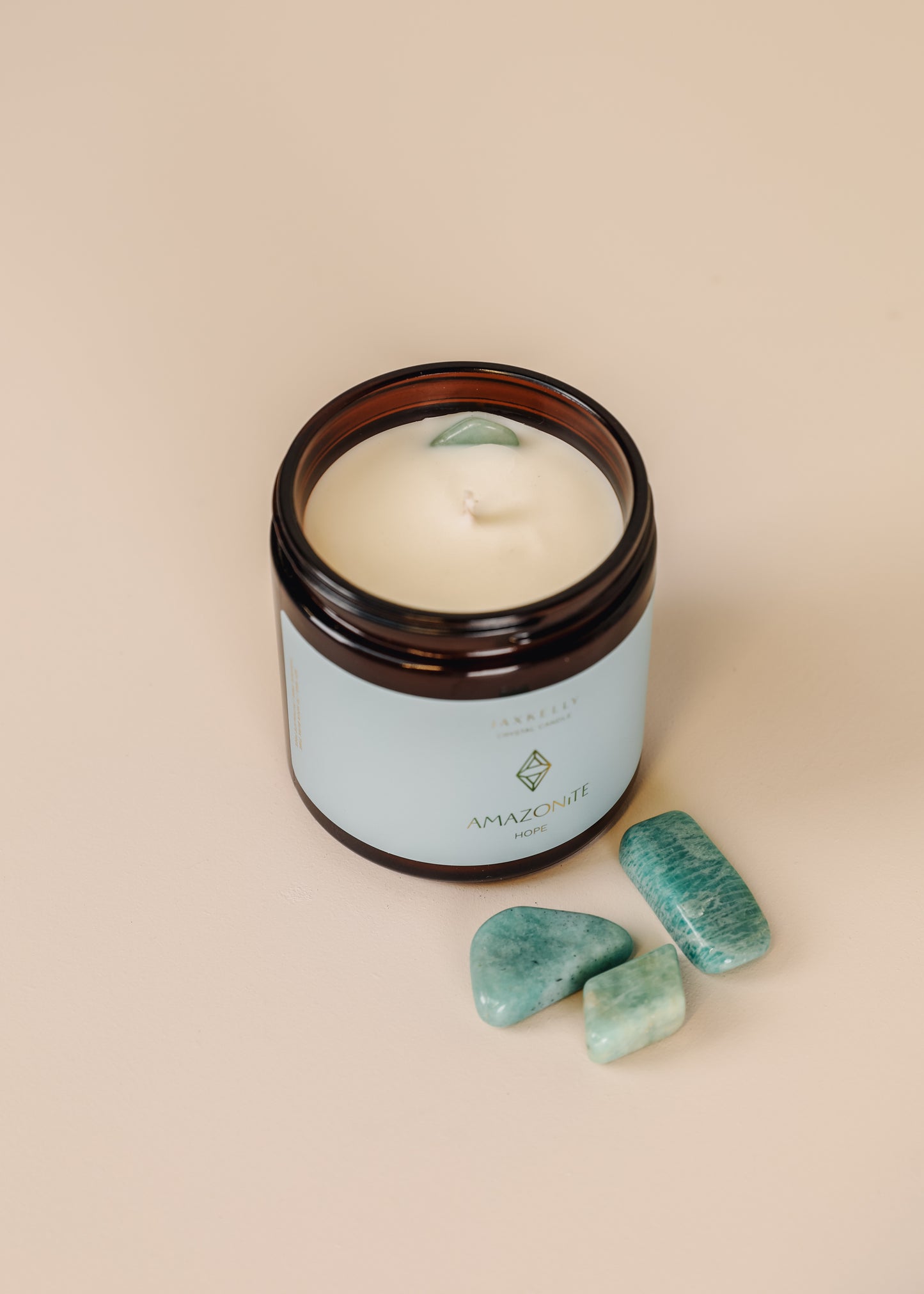 16oz Amber Crystal Candles - Amazonite - Hope
