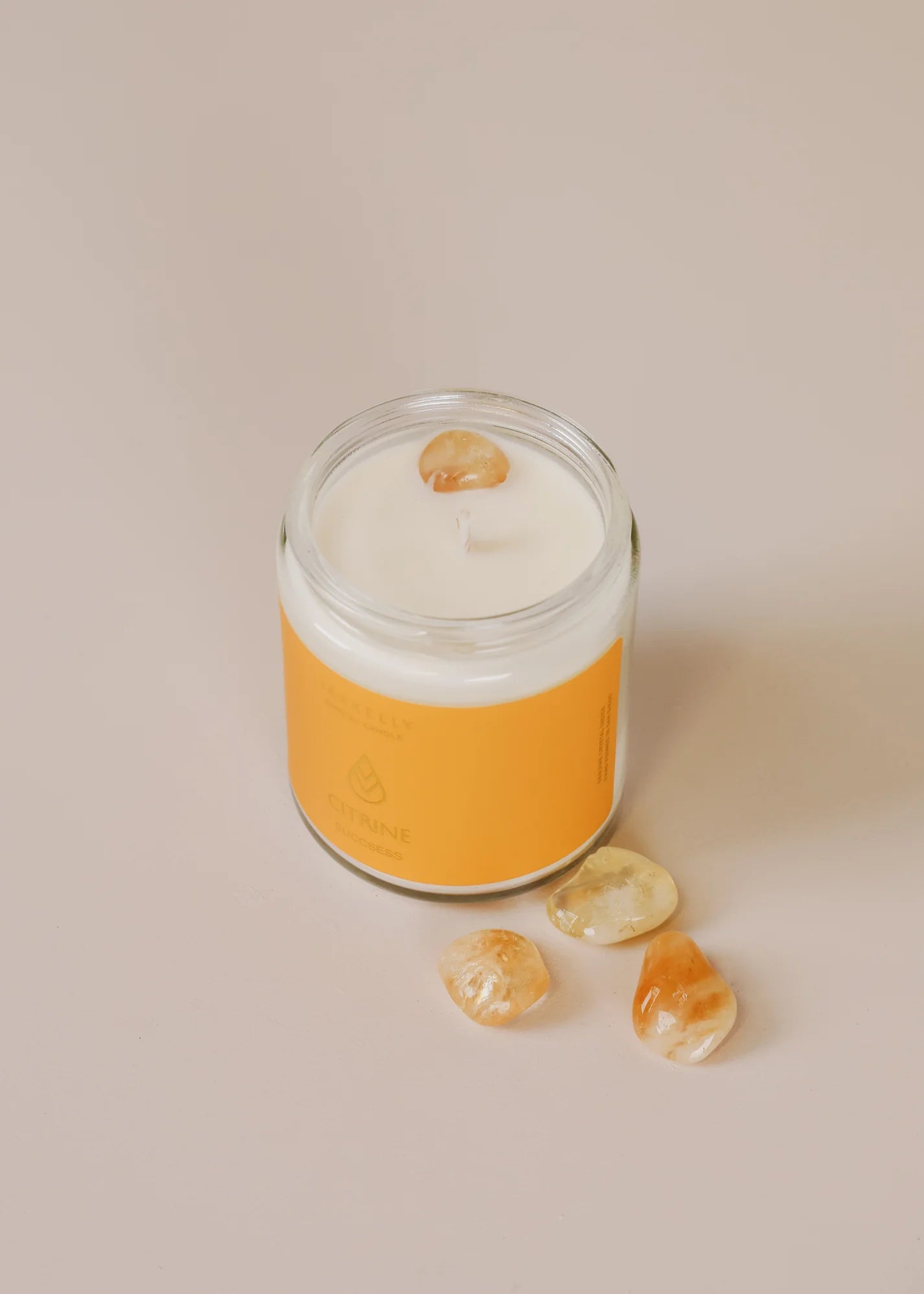 9oz - Clear Crystal Candle - Citrine - Success