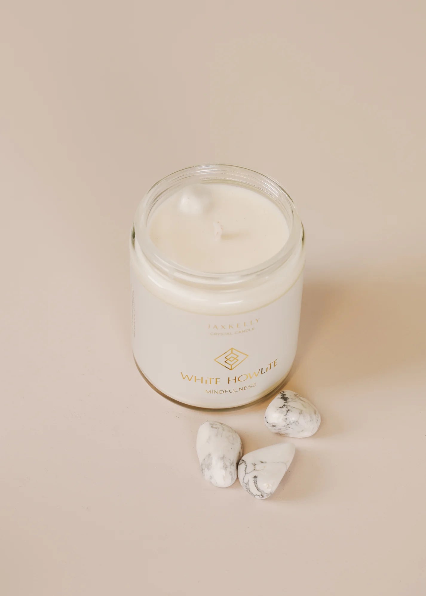 9oz - Clear Crystal Candle - White Howlite - Mindfulness