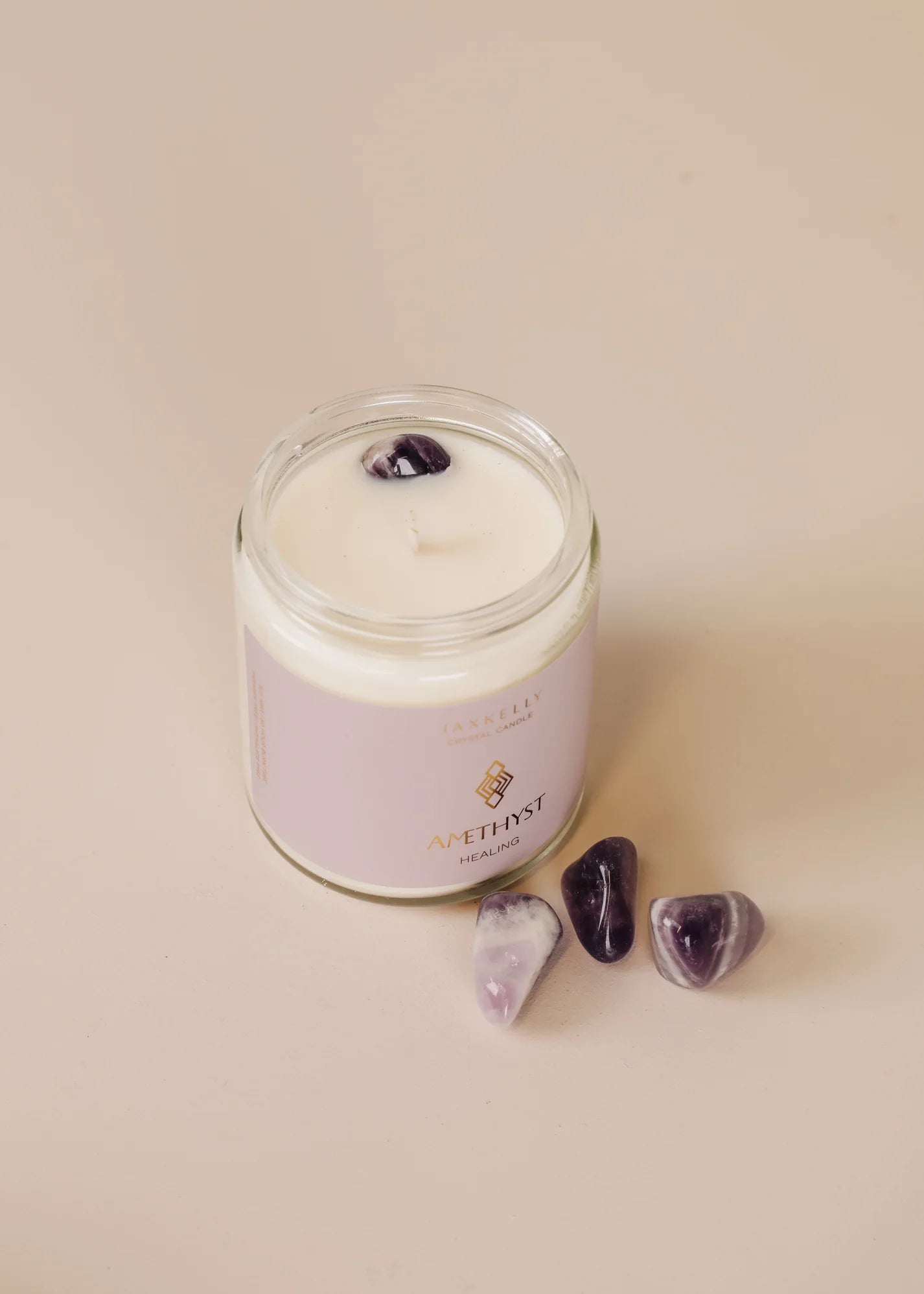 9oz - Clear Crystal Candle - Amethyst - Healing