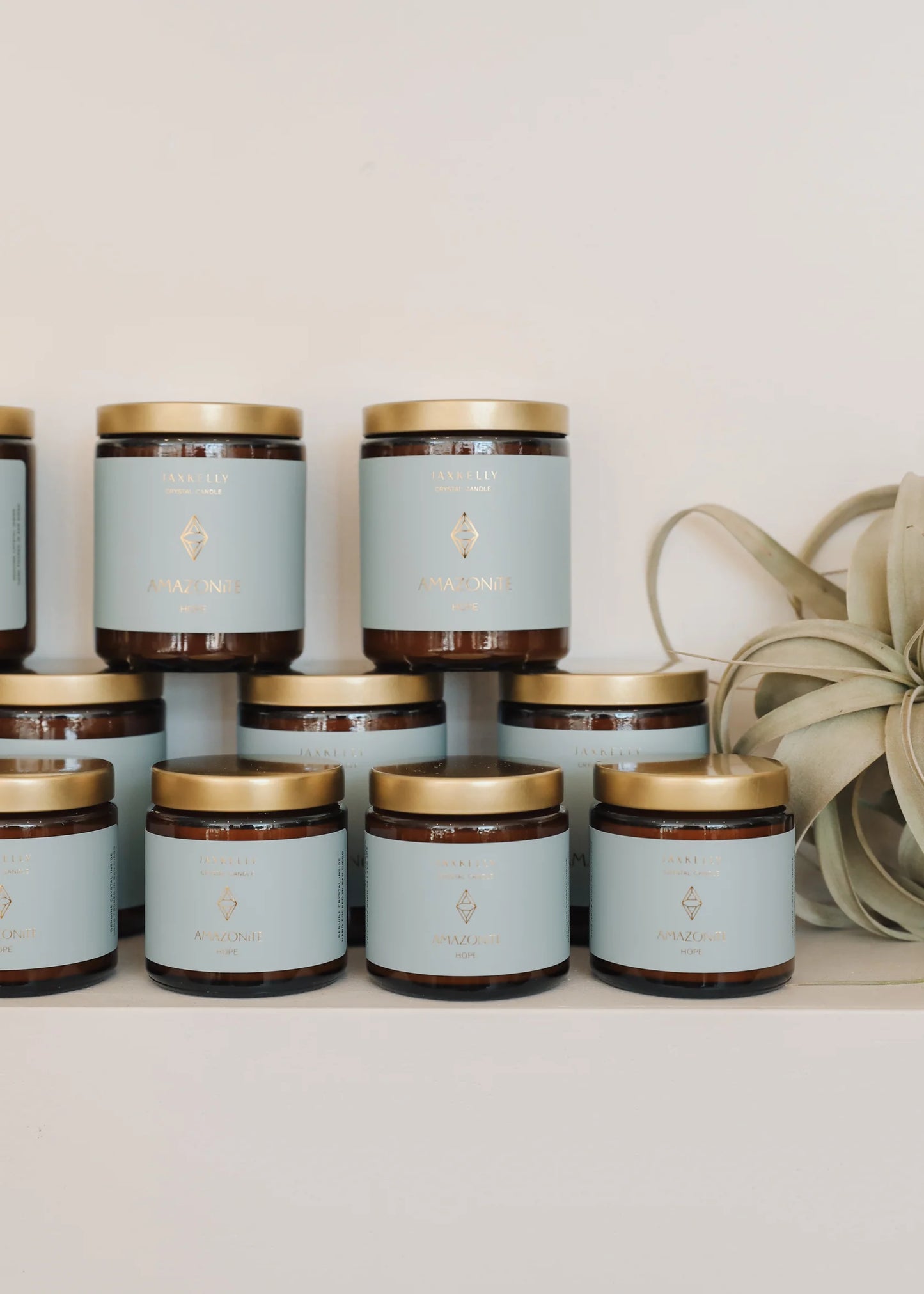 4oz - Amber Crystal Candle - Amazonite - Hope