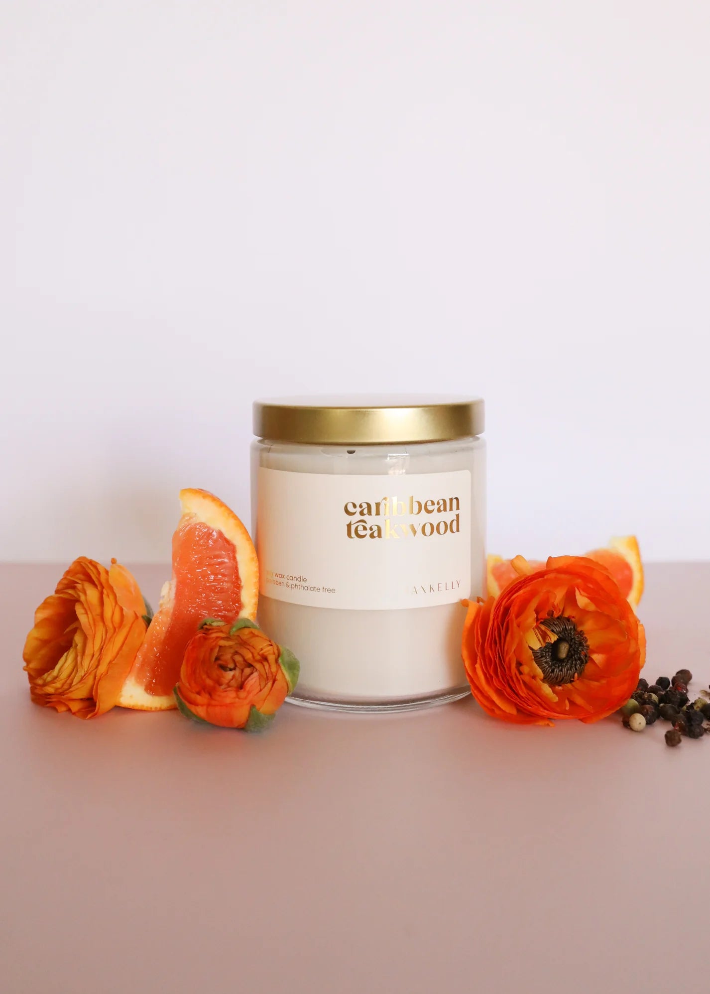 9oz - Caribbean Teakwood Candles - Clear