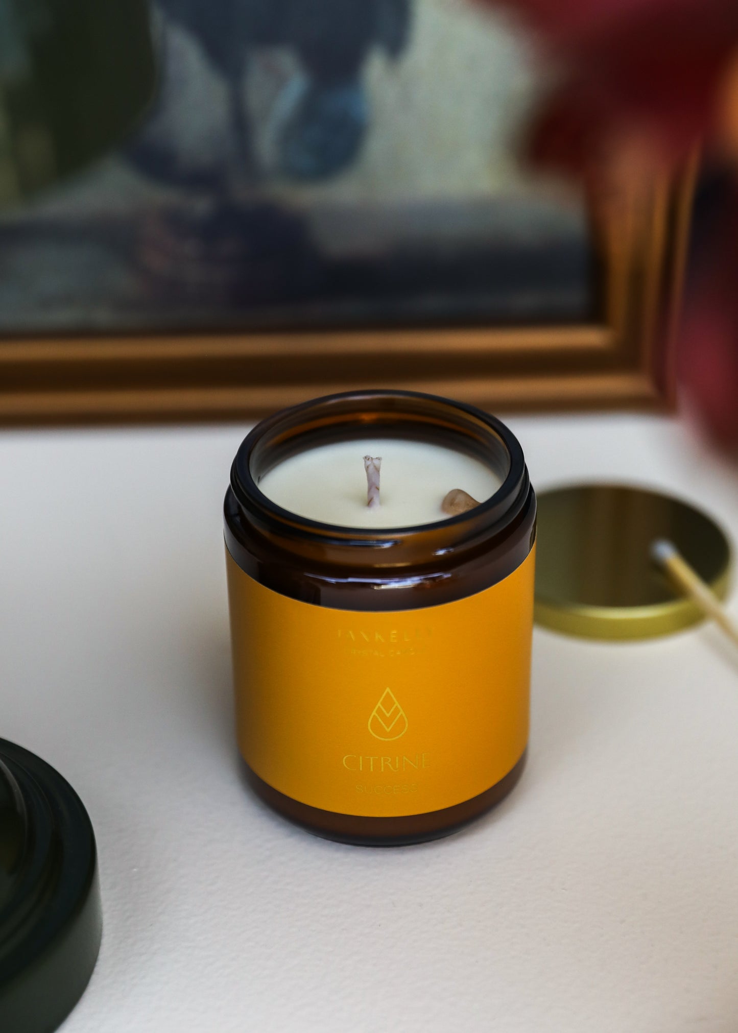 9oz Amber Crystal Candle - Citrine - Success