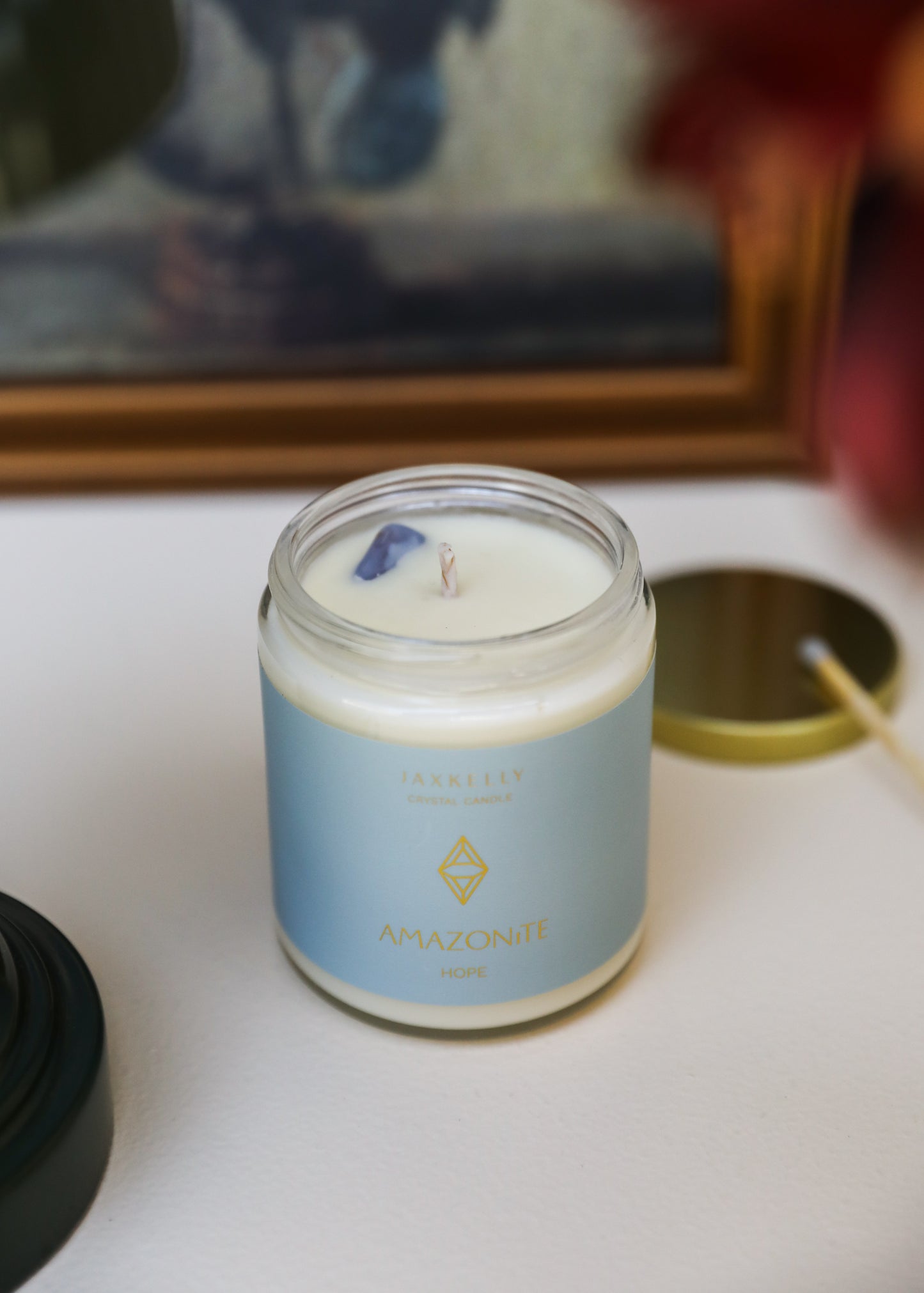 9oz - Clear Crystal Candle - Amazonite - Hope