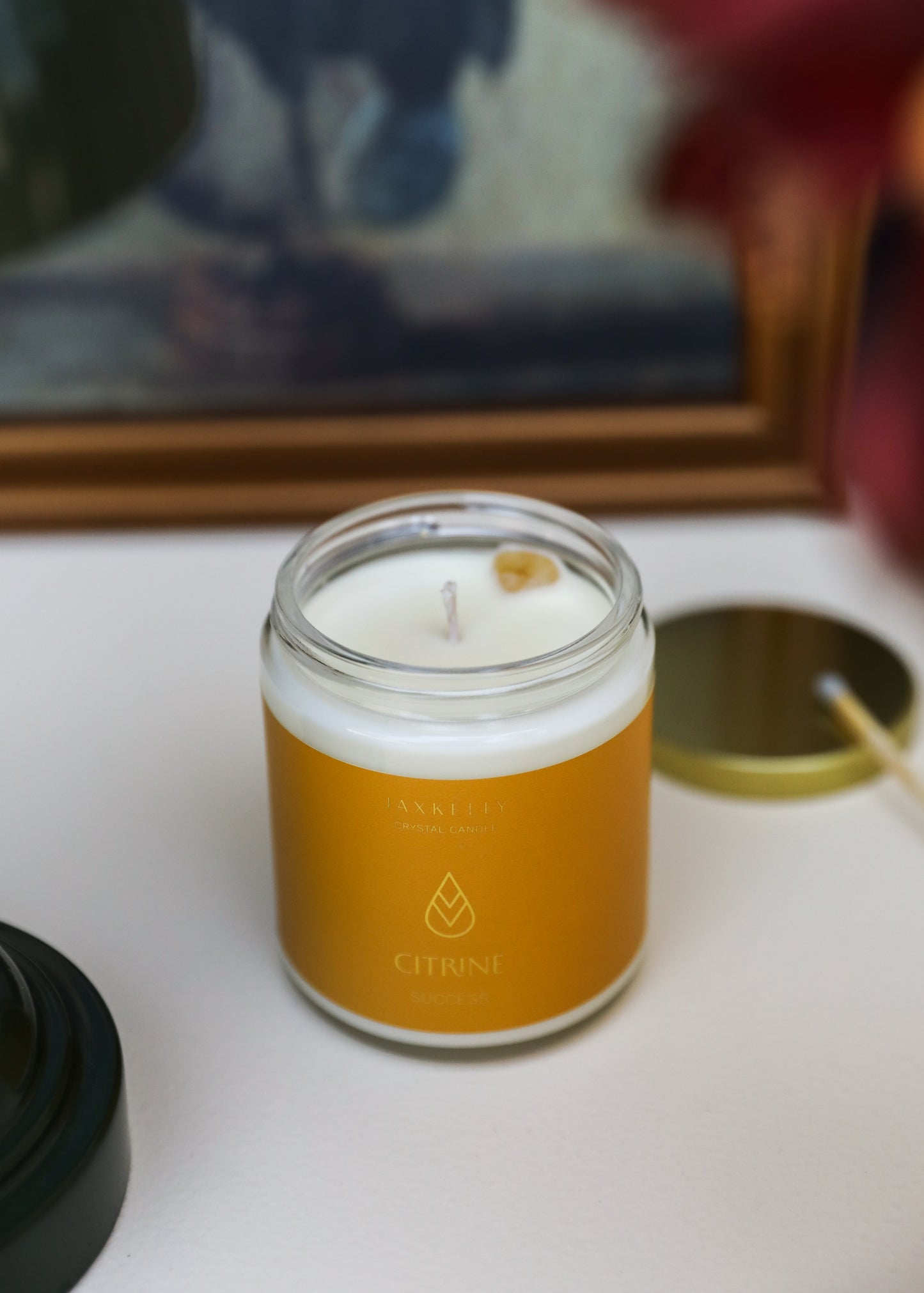 9oz - Clear Crystal Candle - Citrine - Success
