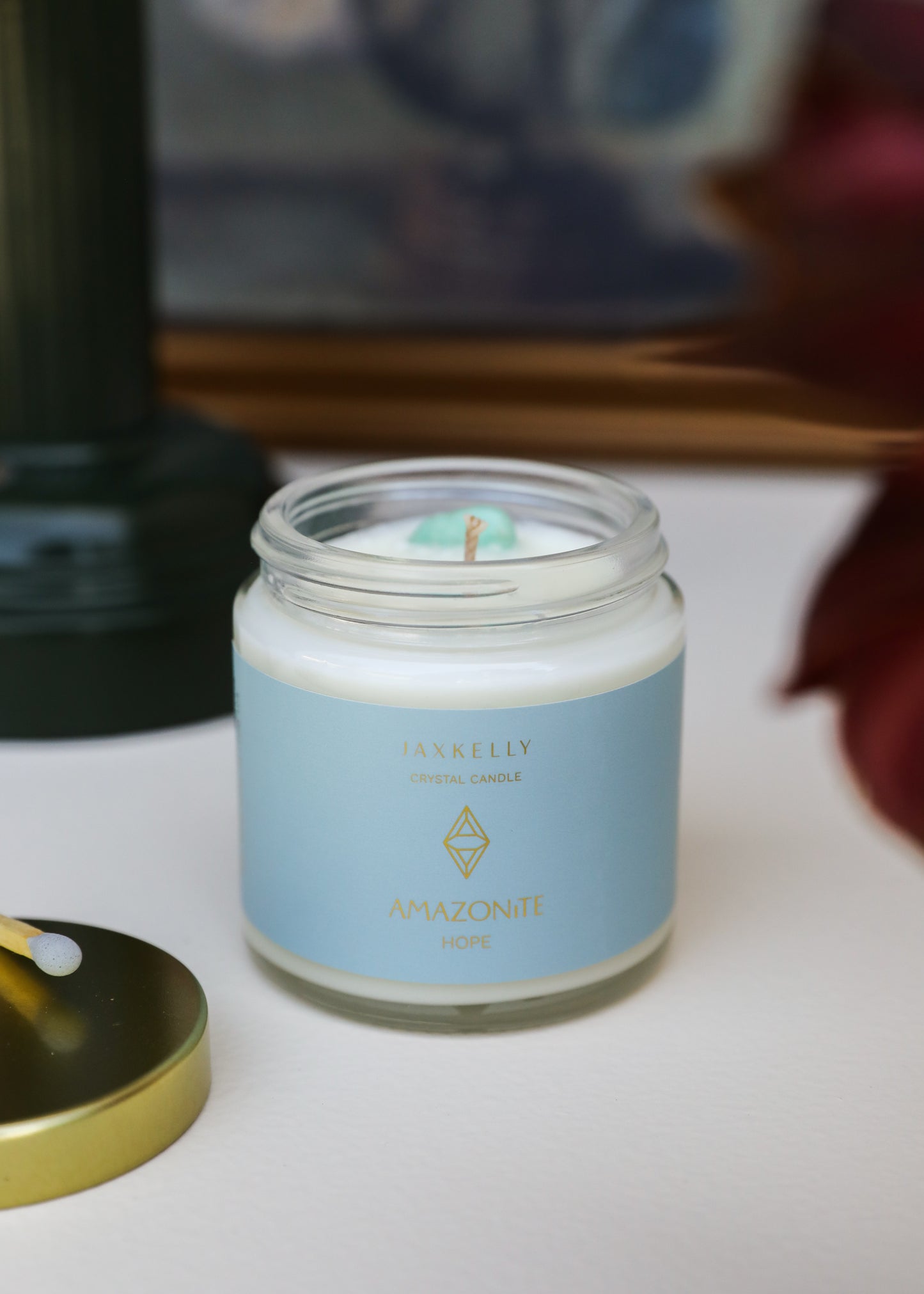4oz Clear Crystal Candle - Amazonite - Hope
