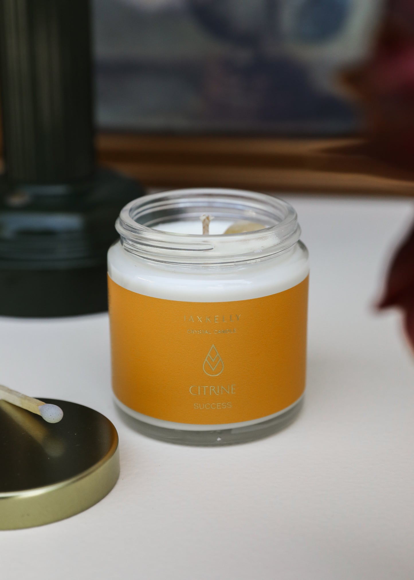 4oz - Clear Crystal Candle - Citrine - Success