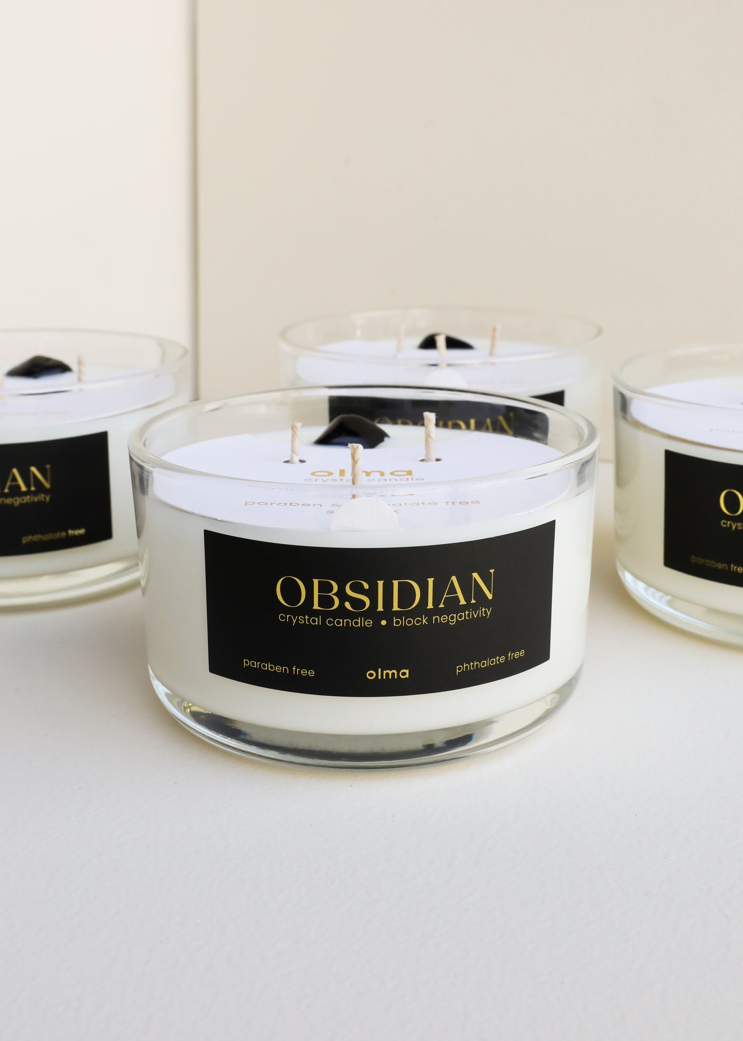 Serenity Crystal Candle - Obsidian - Block Negativity - 16oz