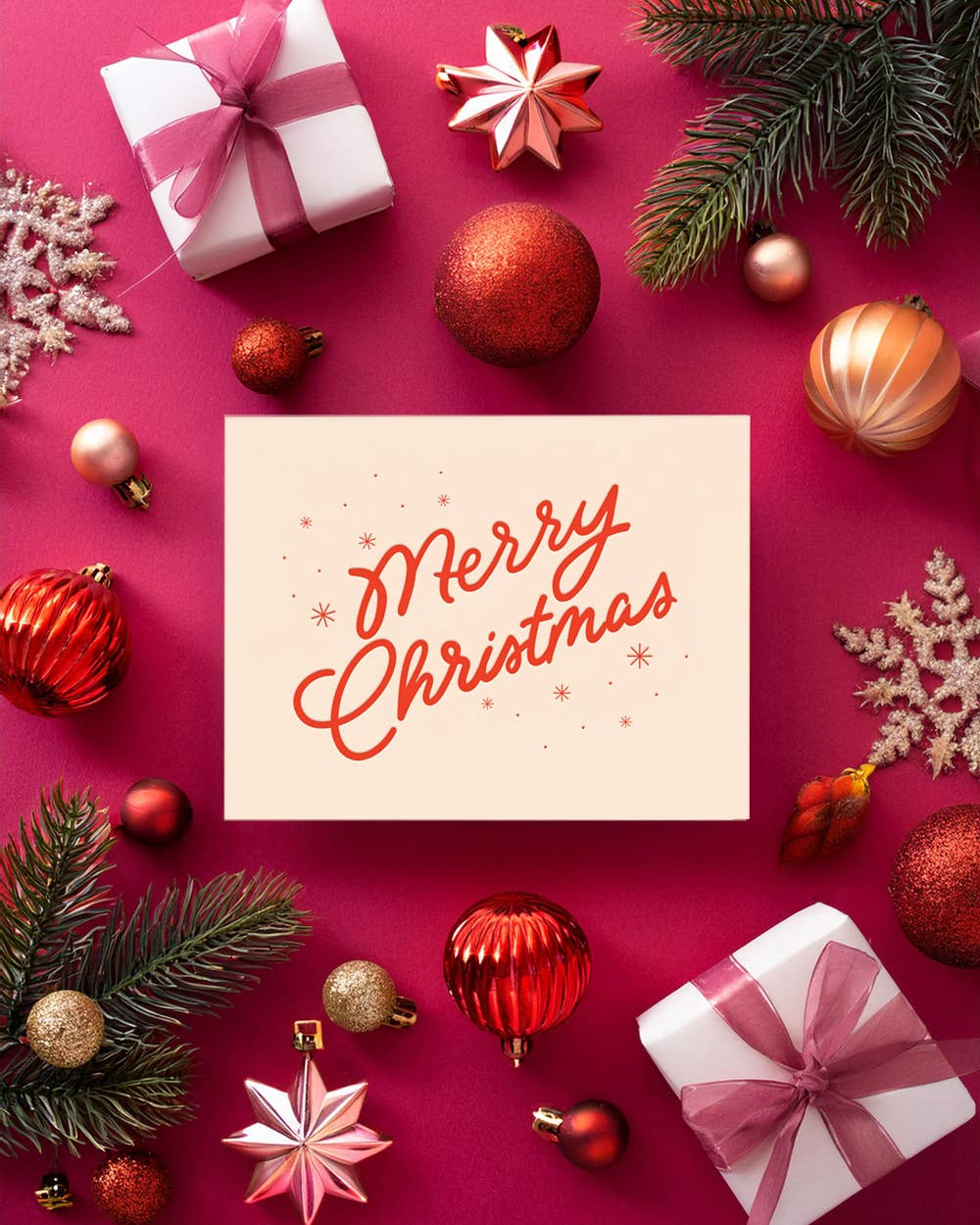 Merry Script Letterpress Christmas Card