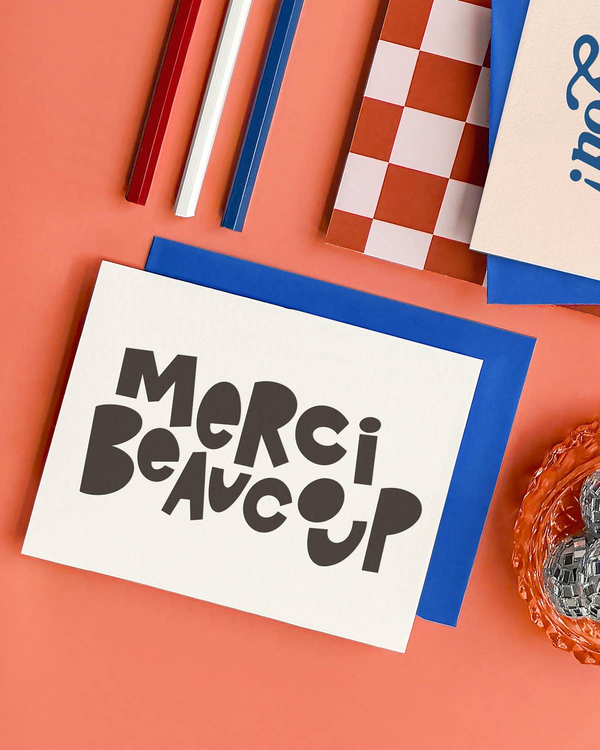 Merci Beaucoup Letterpress Greeting Card