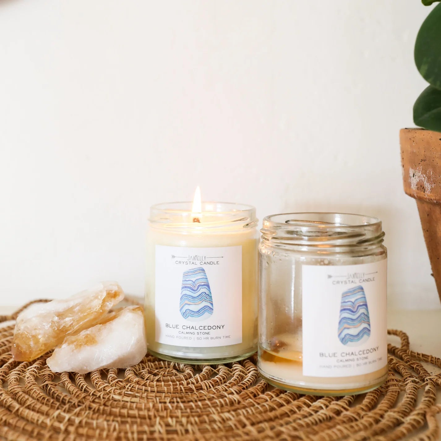 9oz. Watercolor Crystal Candle - Blue Chalcedony