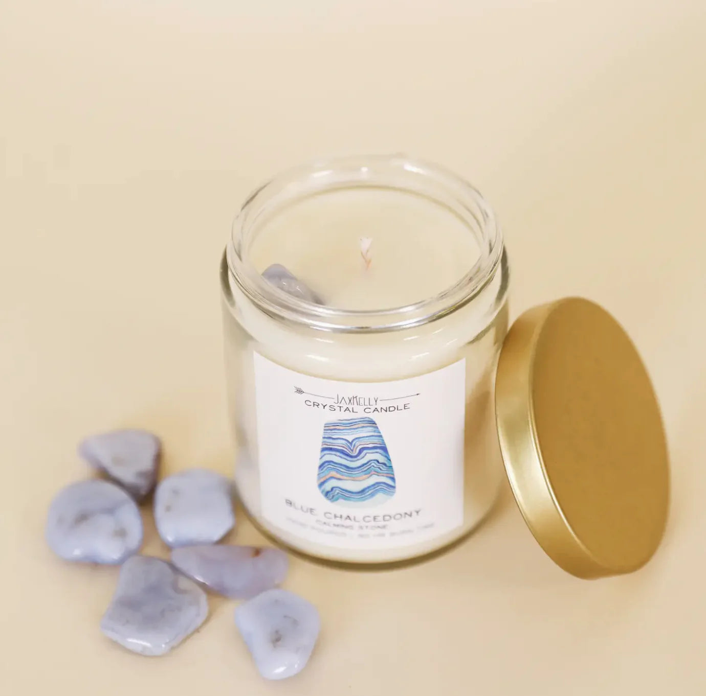 9oz. Watercolor Crystal Candle - Blue Chalcedony