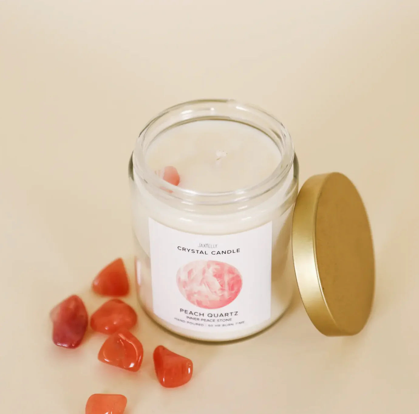 9oz. Watercolor Crystal Candles - Peach Quartz