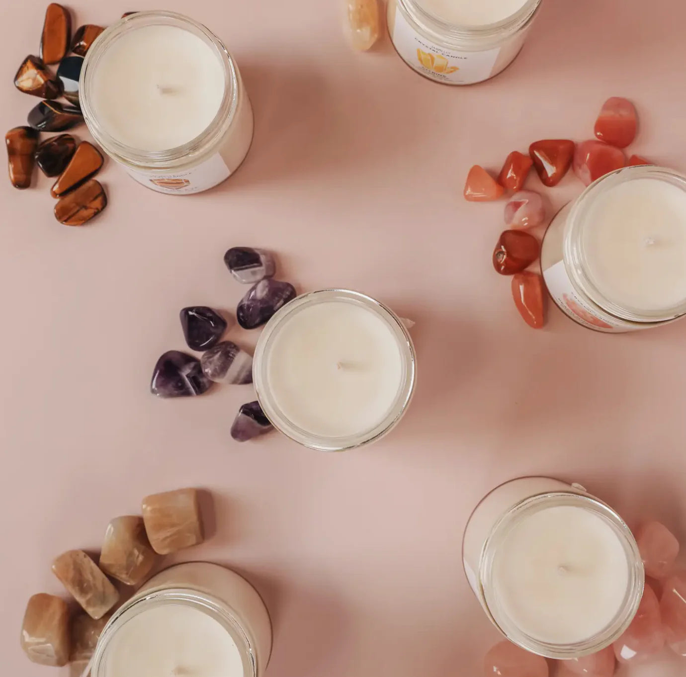 9oz. Watercolor Crystal Candles - Peach Quartz