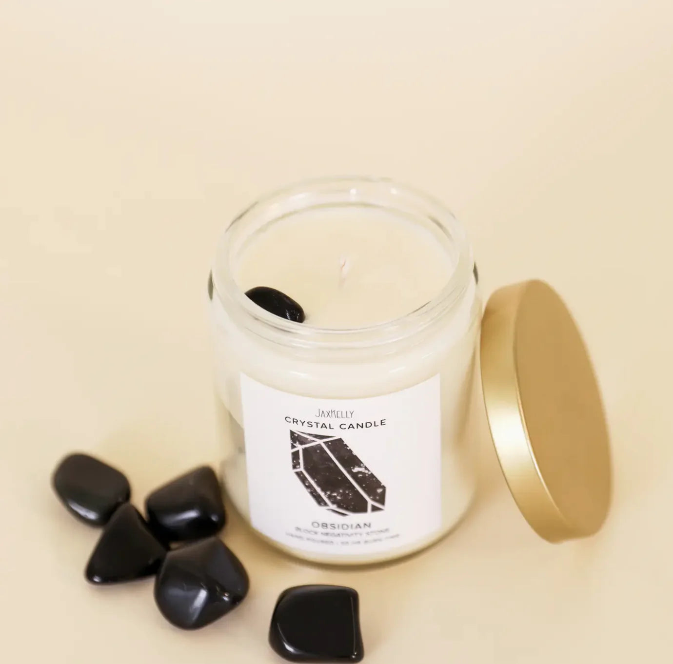 9oz. Watercolor Crystal Candles - Obsidian
