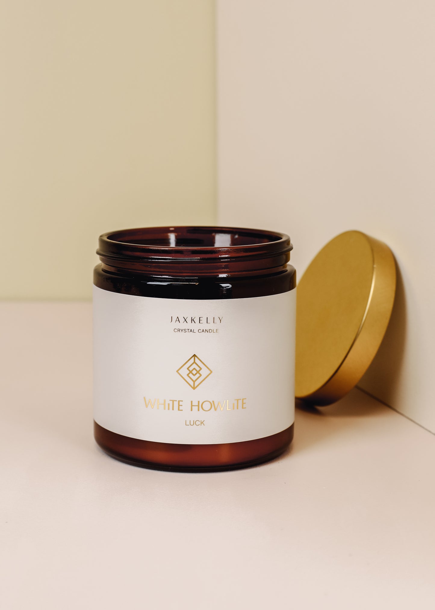 16oz Amber Crystal Candles - White Howlite - Mindfulness