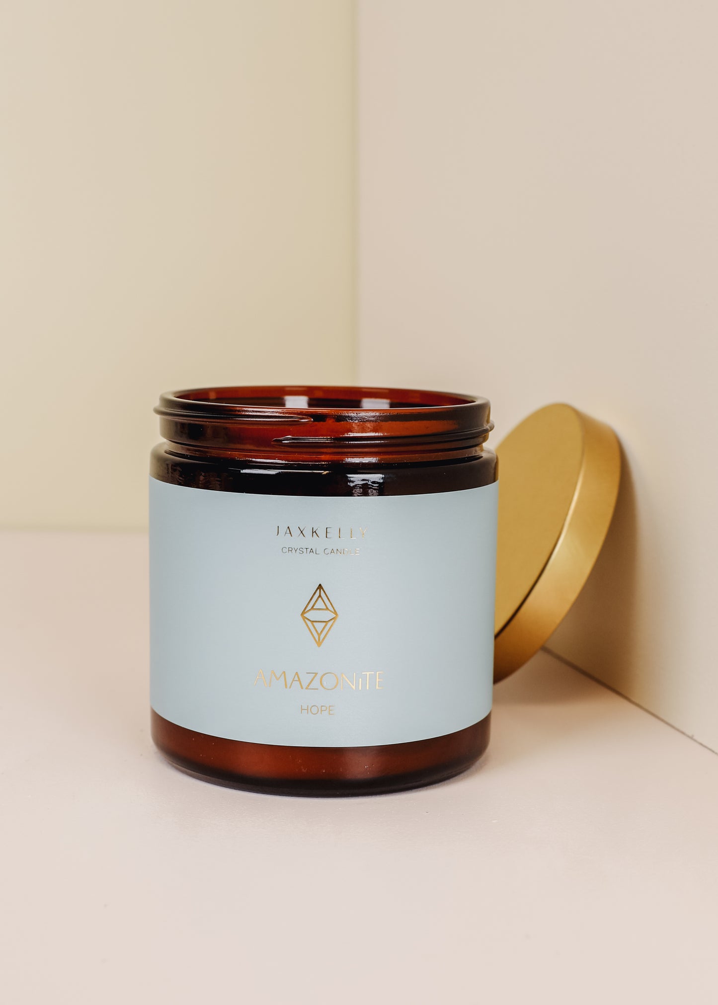 16oz Amber Crystal Candles - Amazonite - Hope