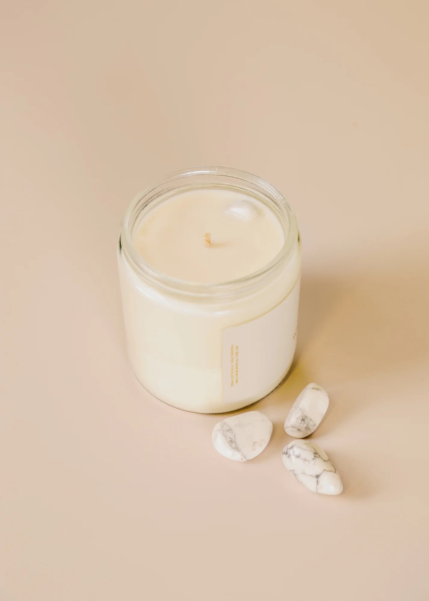 4oz - Clear Crystal Candle - White Howlite - Mindfulness