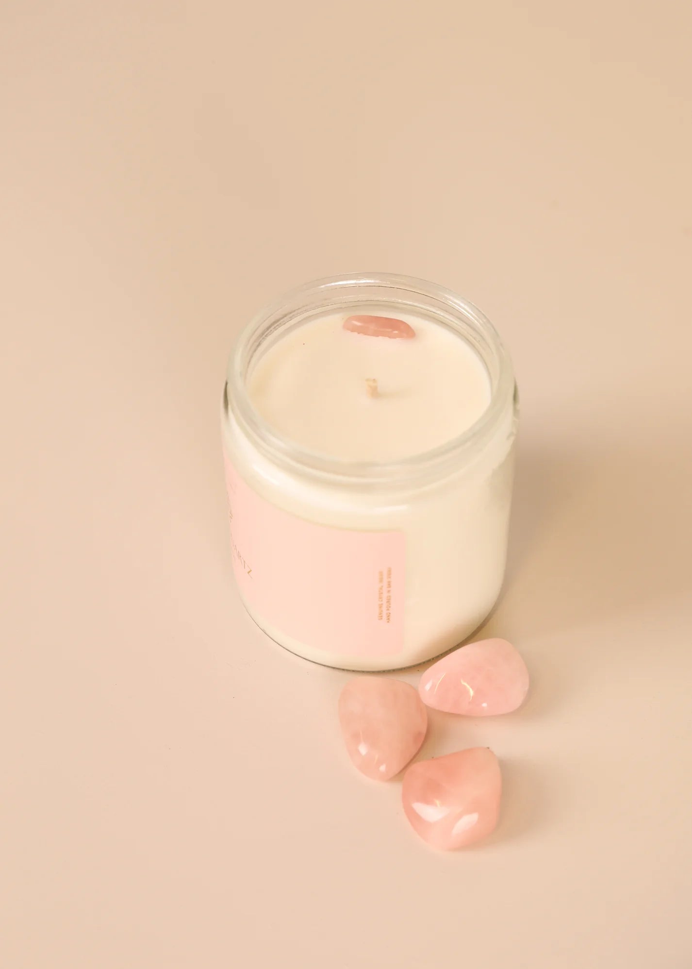 4oz - Clear Crystal Candle - Rose Quartz - Love