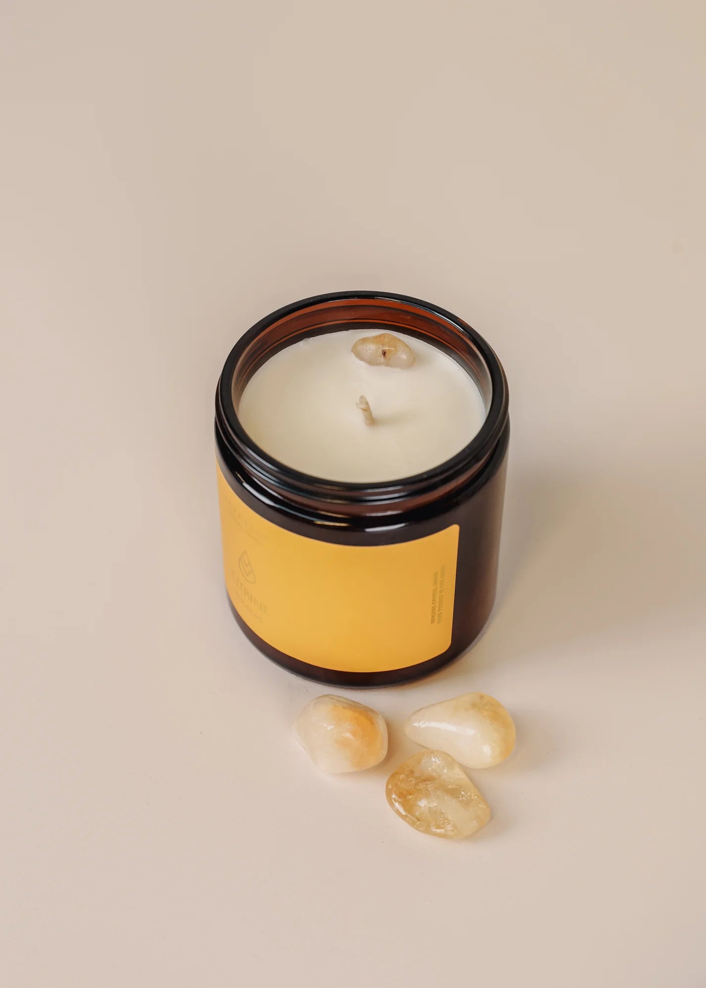 4oz - Amber Crystal Candle - Citrine - Success