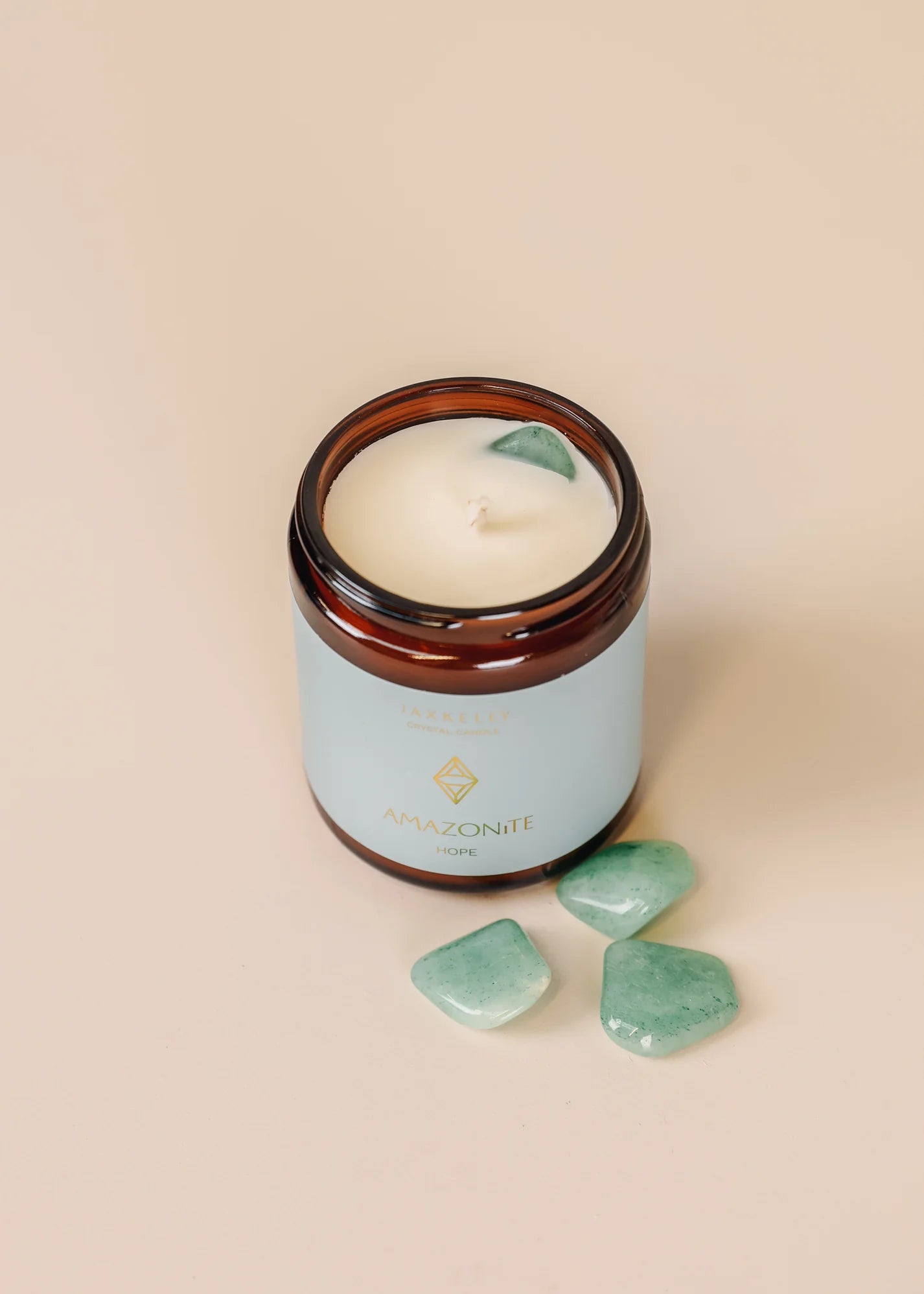 9oz Amber Crystal Candle - Amazonite - Hope