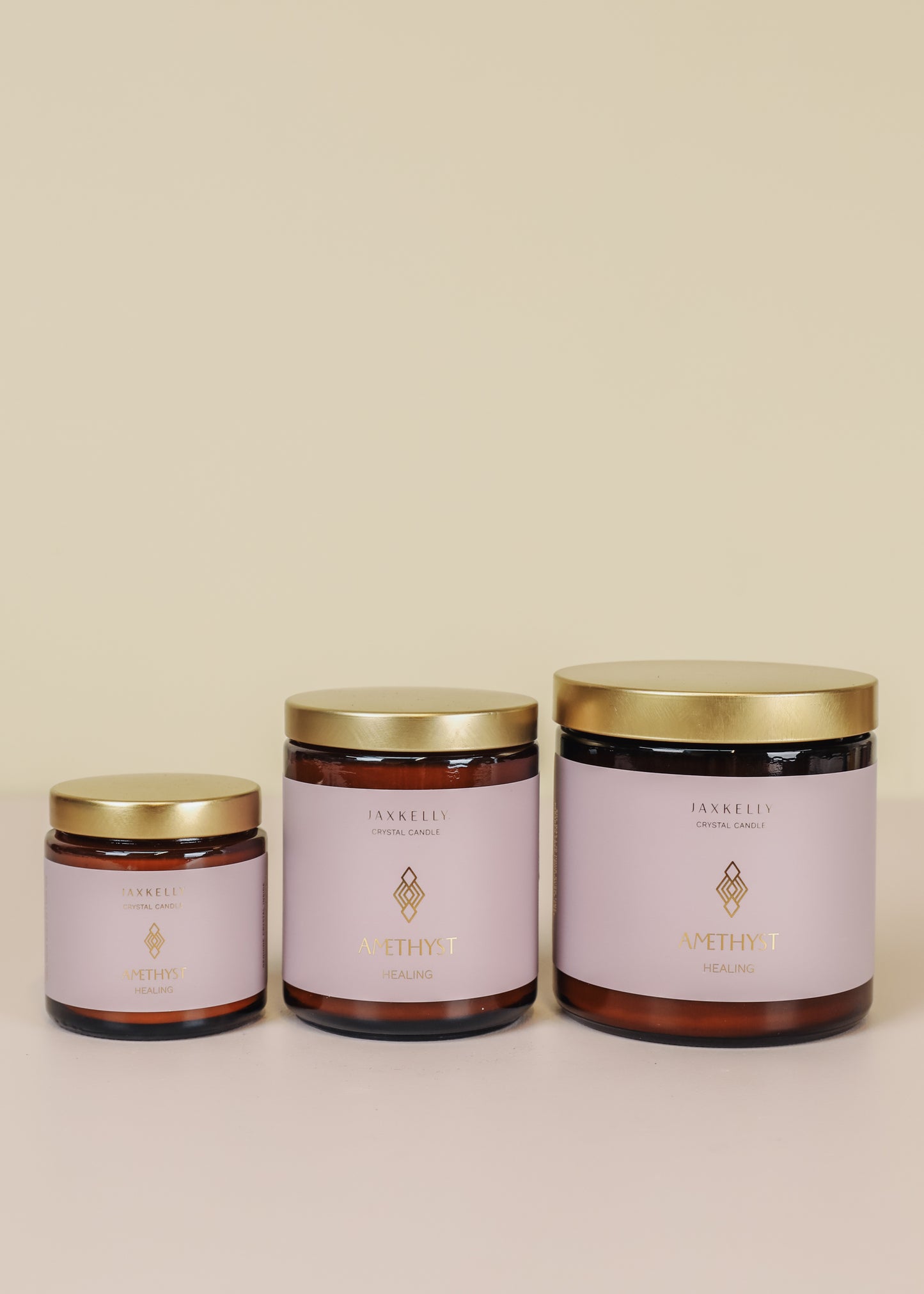 16oz Amber Crystal Candles - Amethyst - Healing