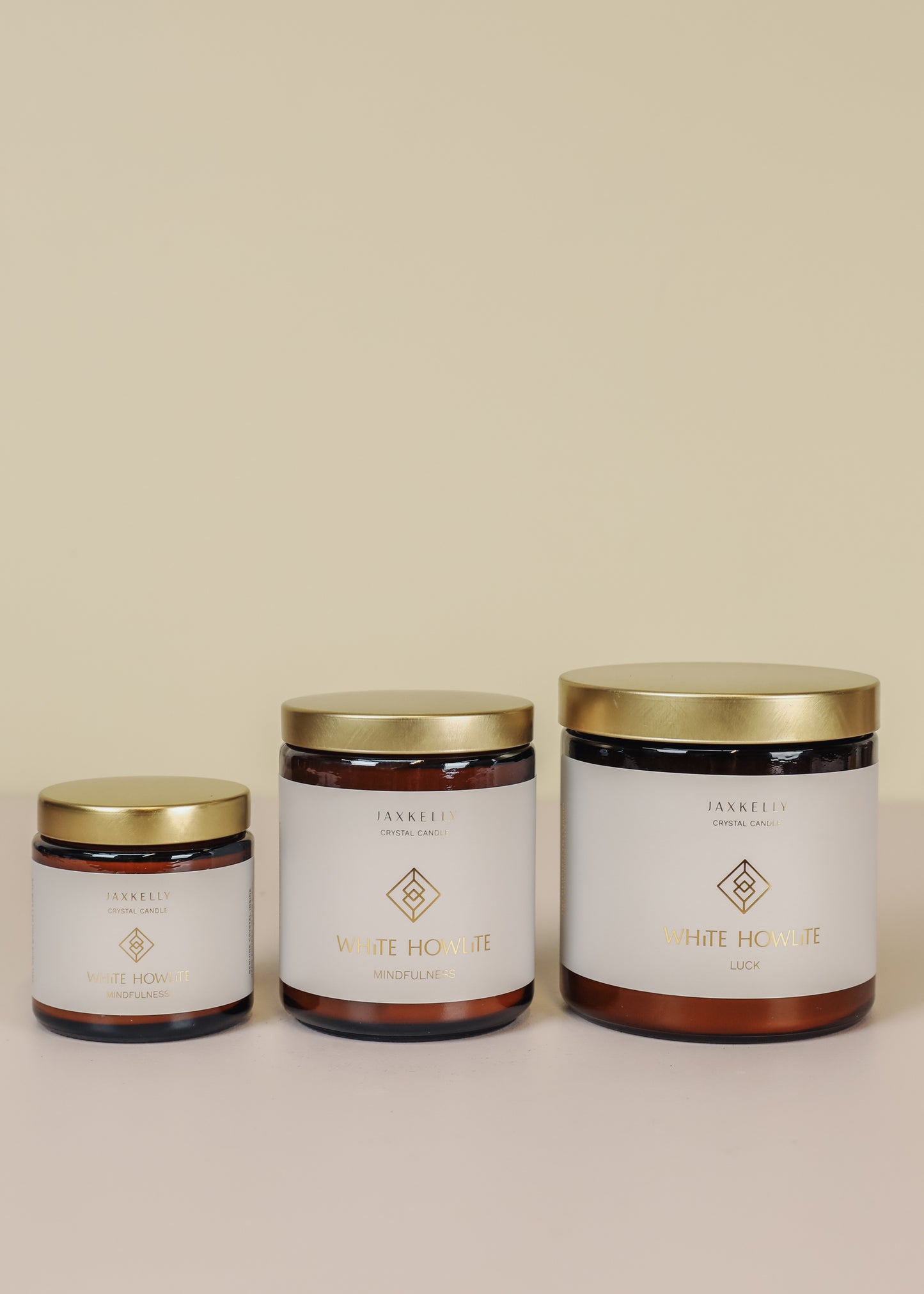 16oz Amber Crystal Candles - White Howlite - Mindfulness