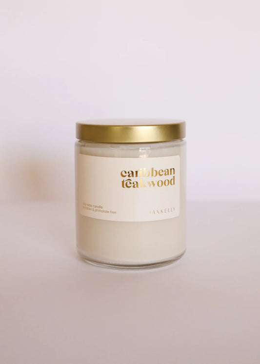 9oz - Caribbean Teakwood Candles - Clear