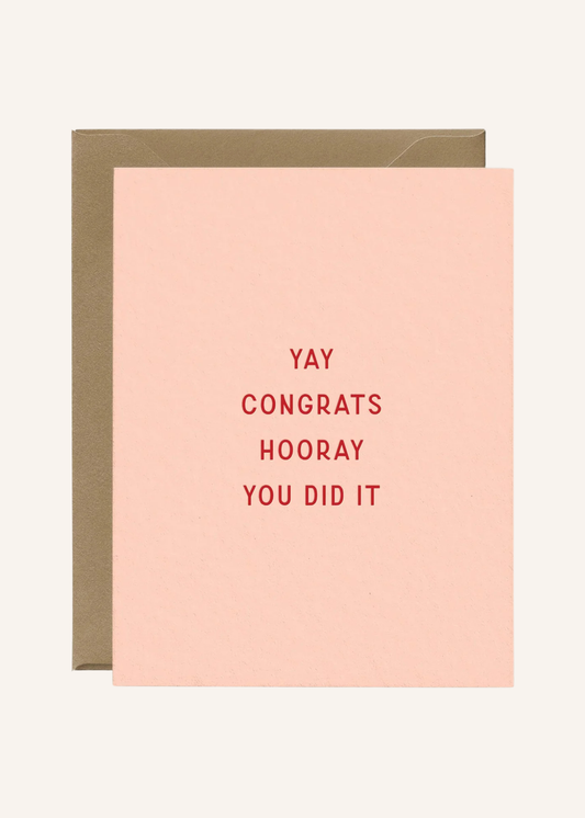 Yay Congrats Hooray Encouragement Greeting Card