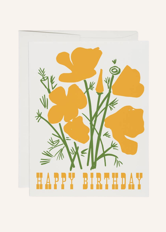 California Poppy Birthday Greeting Card