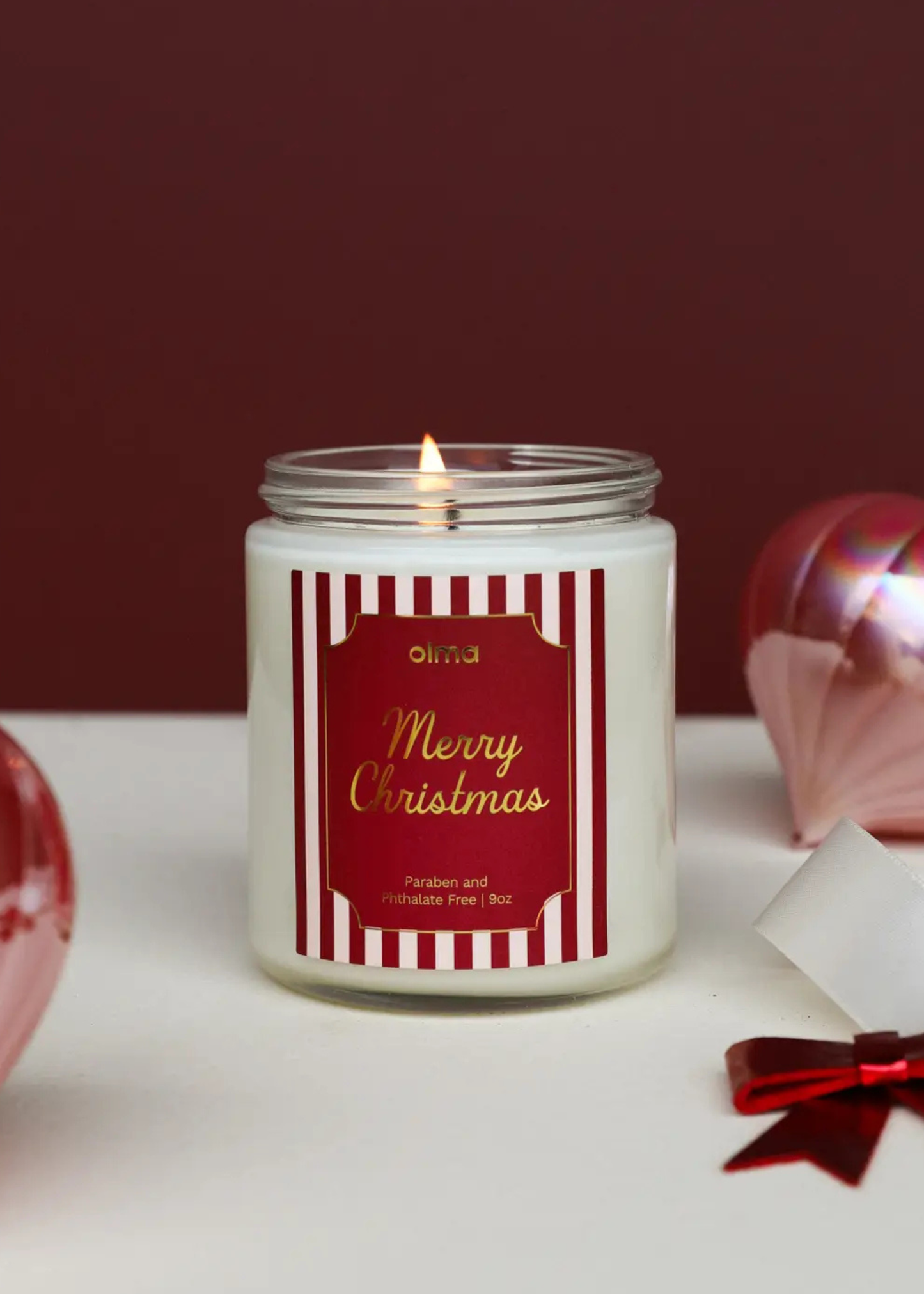 9oz - Merry Christmas Holiday Candle - Clear