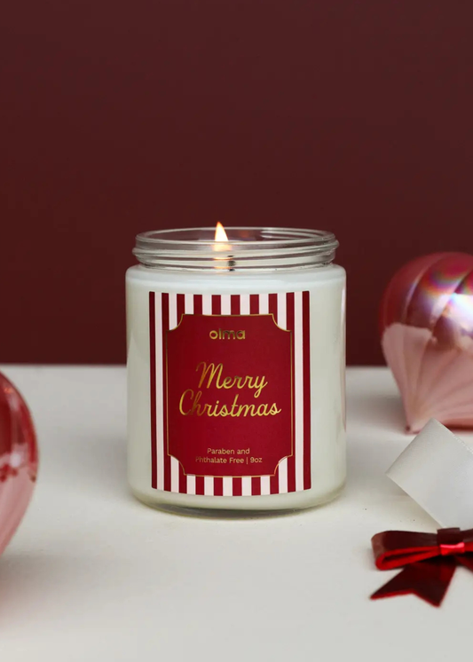 9oz - Merry Christmas Holiday Candle - Clear