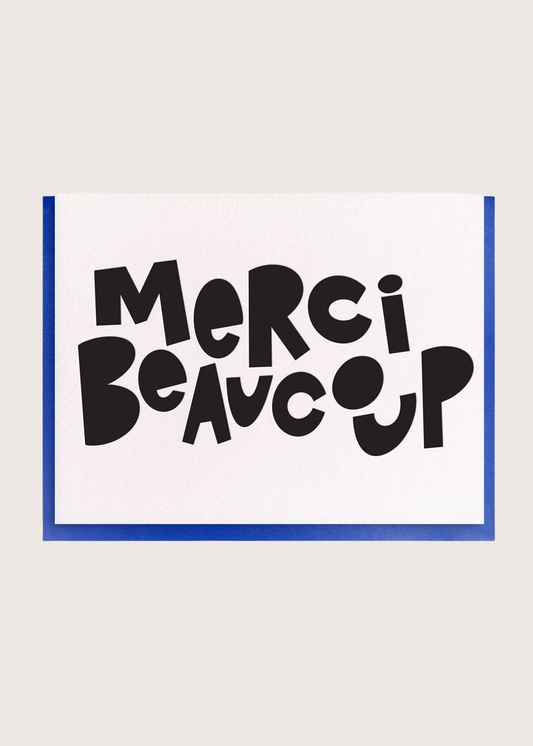 Merci Beaucoup  Letterpress Greeting Card