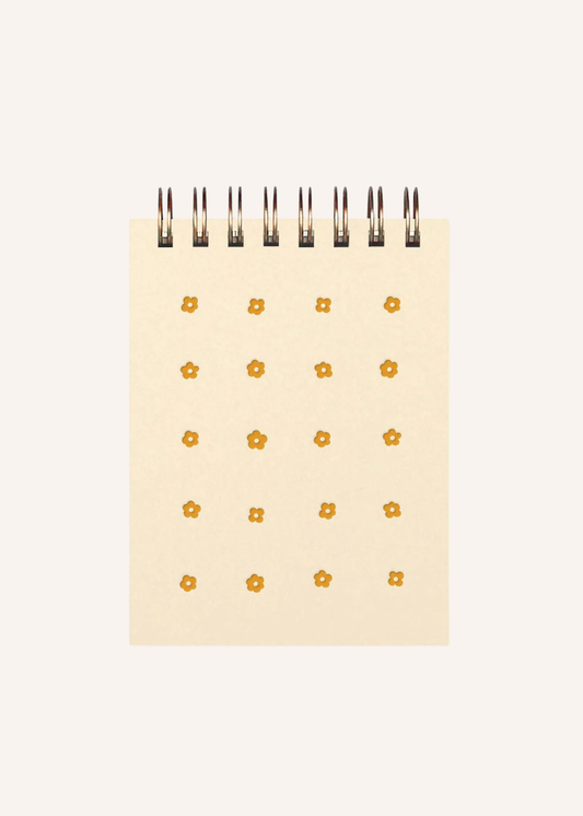 Flower Grid Mini Jotter Notebook: French Vanilla + Saffron
