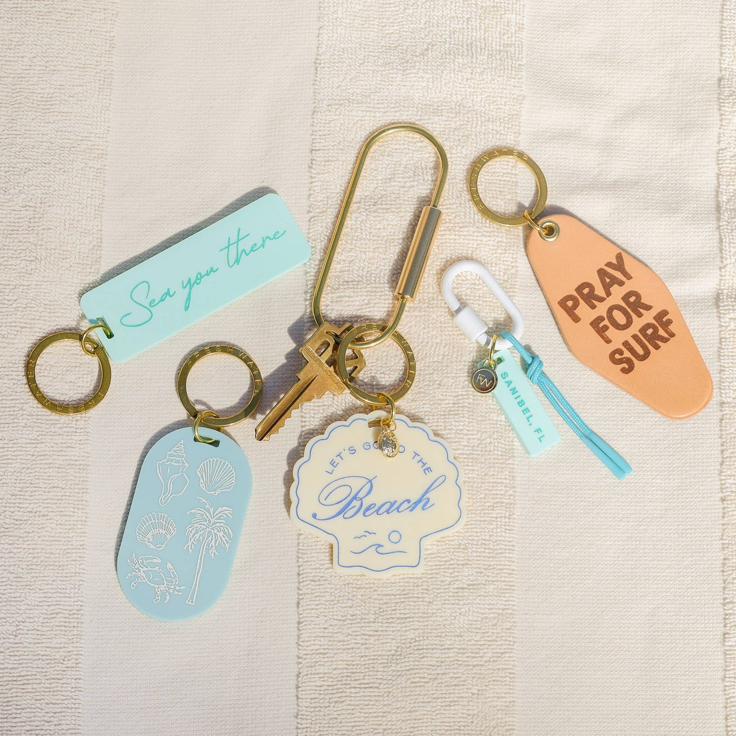 Beach Seashell Charm Keychain