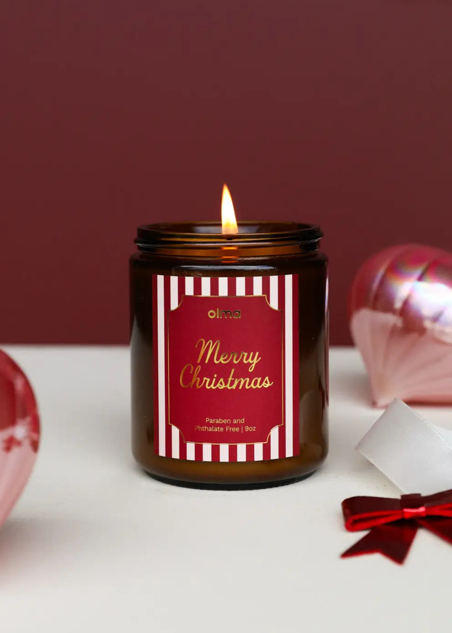 9oz - Merry Christmas Holiday Candle - Amber