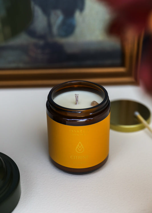 9oz Amber Crystal Candle - Citrine - Success