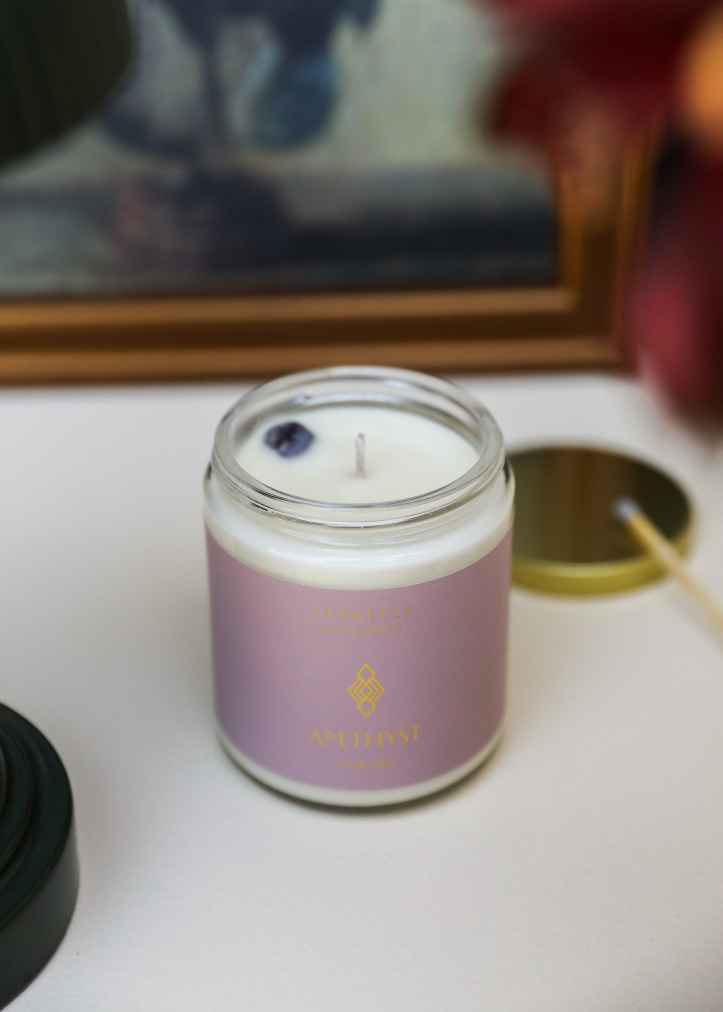9oz - Clear Crystal Candle - Amethyst - Healing
