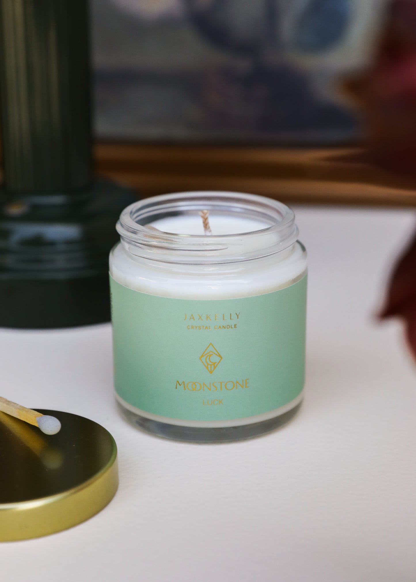 4oz - Clear Crystal Candle - Moonstone - Good Luck