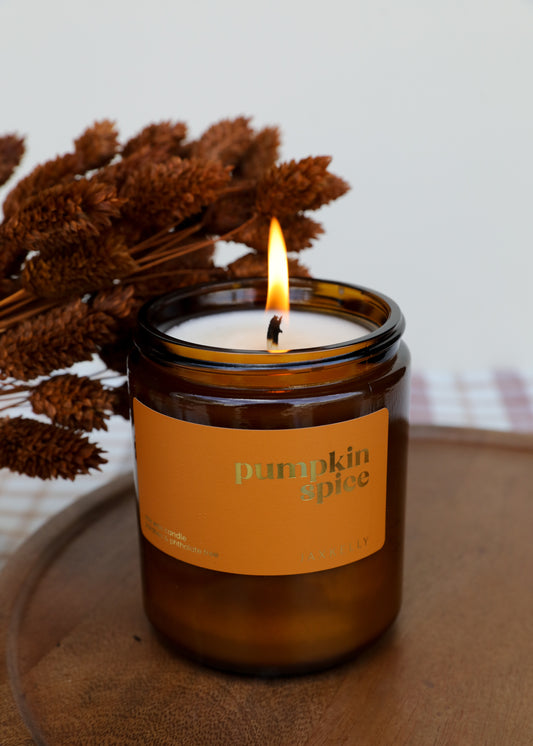 16 oz - Pumpkin Spice Holiday Candles - Amber