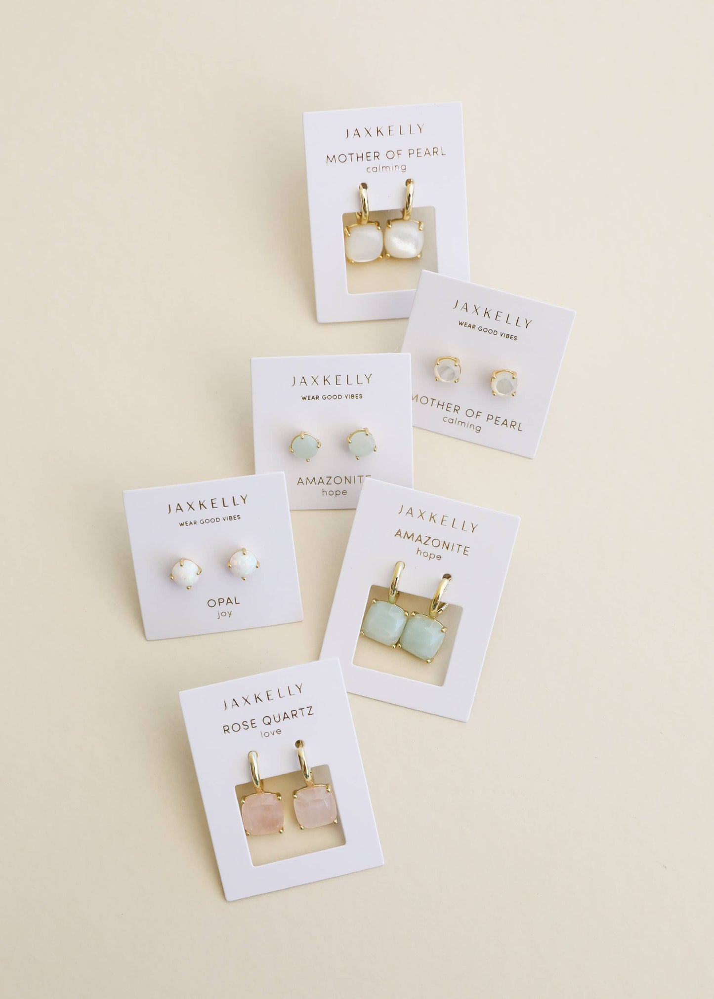 Round - Amazonite Gemstone - Gold Earrings