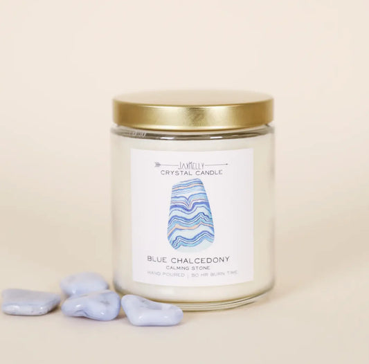 9oz. Watercolor Crystal Candle - Blue Chalcedony