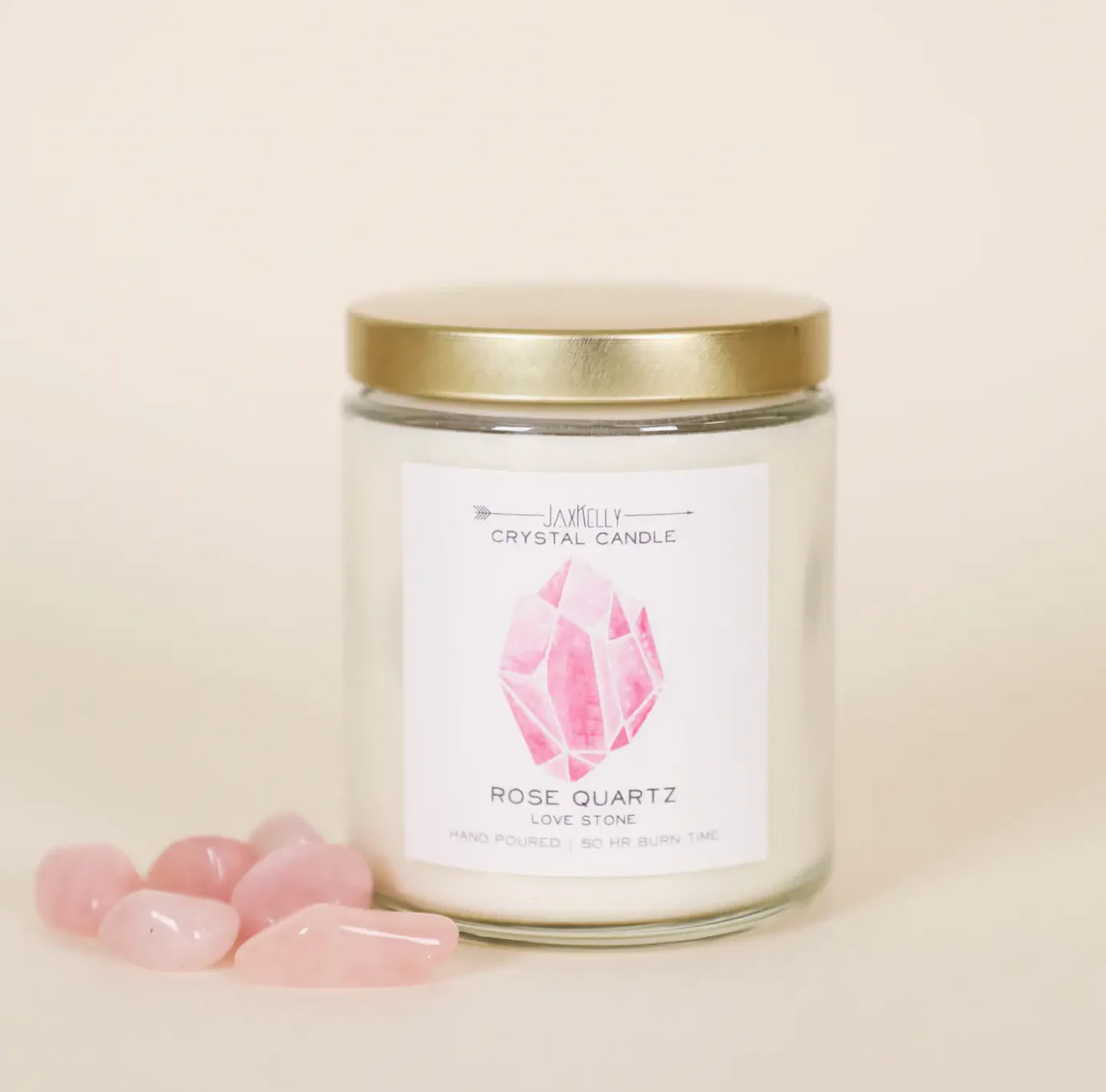 9oz. Watercolor Crystal Candles - Rose Quartz