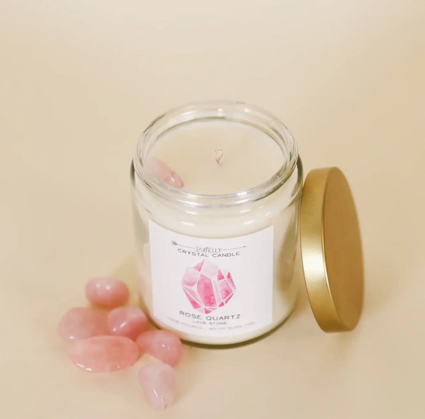 9oz. Watercolor Crystal Candles - Rose Quartz